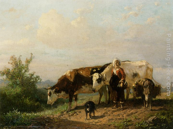 The Cowherdess painting - Anton Mauve The Cowherdess art painting